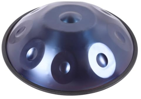 Sonido curativo hecho a mano 18 pulgadas 9 grados acero tambor D menor amistad con accesorios (negro/oro/ojos dorados/azul) (azul)