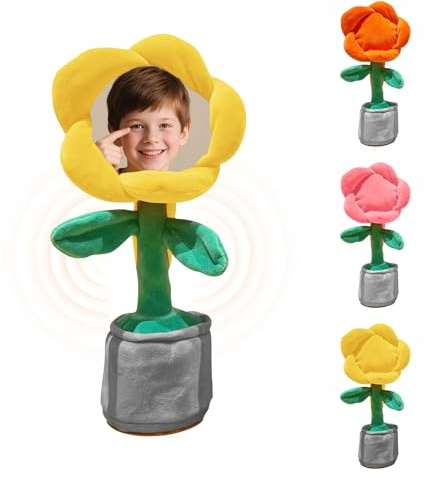 Personalised Dancing & Singing Flower - Custom Photo Face Interactive Floral Accent with Voice Recording, Perfect Personalised Gift for Birthdays & Festivals (Yellow)