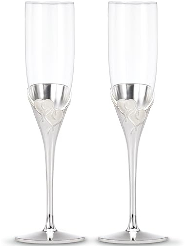 Lenox True Love Silverplate Champagne Flutes, Set of 2
