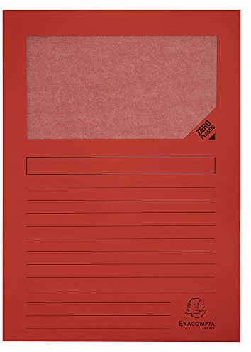 Exacompta - Réf. 50255E - Paquet de 25 chemises à fenêtre sans plastique Forever® 120 g/m² - couleurs vives - 100% recyclées et certifiées Ange Bleu - dimensions 22 x 31 cm pour A4 - couleur rouge