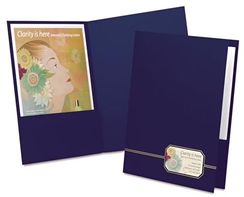 Oxford Monogram Executive Twin Pocket Folders, Letter Size, Blue with Gold Foil Trim, 4 Pack (04162)