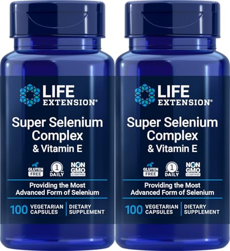 Life Extension Super Selenium Complex 200 mcg & Vitamin E, 100 Veg Caps (Pack of 2)