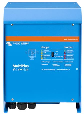 Victron Energy MultiPlus Pure Sine Wave Inverter Charger for 35 amp Battery, Transfer Switch 16 Amp, 3000VA 48-Volt 230V