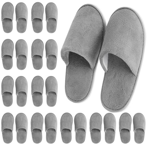 Juvale 12 Pairs Disposable Slippers for Guests, Bulk Pack for Hotel, Spa, Shoeless Home, Gray