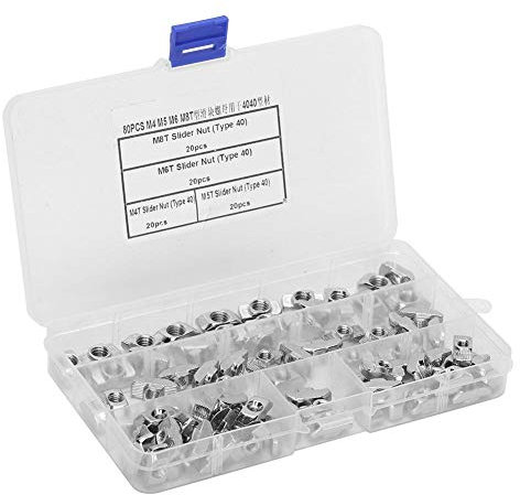 80 piezas Tuerca deslizante de ranura T Tuerca M4 M5 M6 M8 4040 Sujetadores de hardware de aluminio
