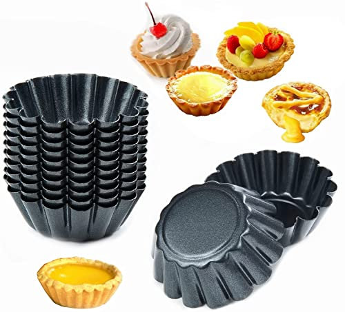 LYTIVAGEN 12 Stück Ei Torte Form Eier Kuchenform Wiederverwendbare Torteletts Förmchen Mini Tarteform Metall Muffinform Antihafte Mini Tartelette Backform für Pudding, Kuchen, Cupcake, Muffin