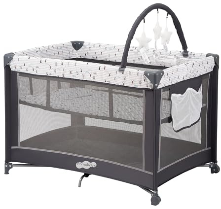 Pamo Babe Pack and Play with Bassinet, Portable Playard for Baby