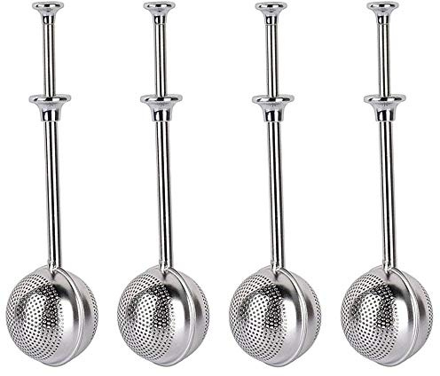 MIAO JIN 4Pcs Stainless Steel Tea Infuser Tea Strainer Sugar Flour Sifters Powdered Sugar Shaker Duster Filters Tea Interval Diffuser for Loose Leaf, Spices, Seasonings(Spherical)