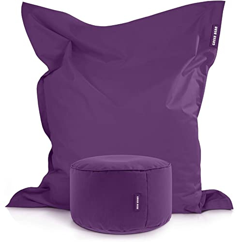 Green Bean© Set da 2 poltrona a sacco XXL con pouf riempiti con perline EPS - Poltrona a sacco gigante 140x180 Cuscino per sdraiarsi Sedia Lounge Cuscino per pavimento