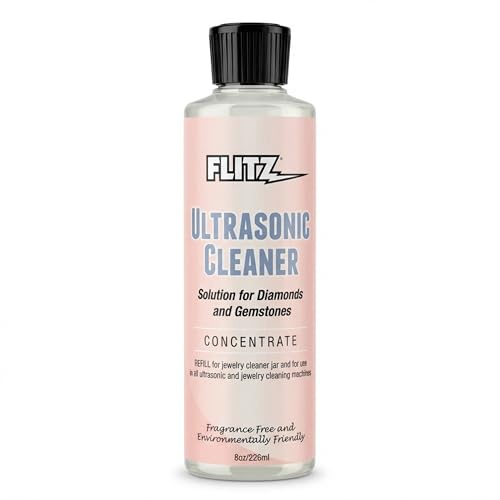 Flitz Ultrasonic Jewelry Cleaner Solution - 8oz of USA-Made Gold & Sterling Silver Cleaner Jewelry Tarnish Remover to Restore - Ultrasonic Cleaning Solution for Diamond Rings, Earrings & More (1 Pack)