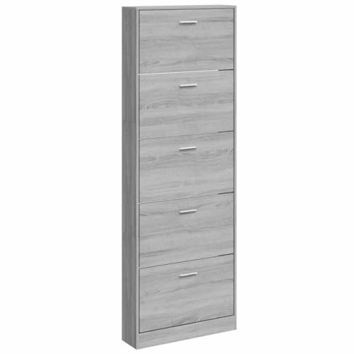 vidaXL Armoire à Chaussures Range-Chaussures Armoire de Rangement Meuble à Chaussures Entrée Couloir Salon Sonoma Gris 59x17x169 cm Bois d'Ingénierie