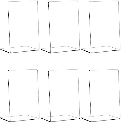 QWORK Confezione da 6 fermalibri in acrilico trasparente, per ufficio, libri di biblioteca, materiale scolastico, scaffali per libri