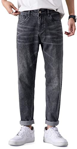 ziilay Jeans män lätta sommarjeans långa tunt lätt tyg kontor lång affärsliv fritid, 1213a svart-grå, 31W x 31L