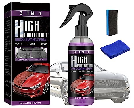 WAWJ® Revêtement en Céramique De Voiture, 3 in 1 Polish Voiture Hydrophobe, Auto Coating Spray pour La Protection De La Voiture, Étanche À l'eau Et À La Poussiè