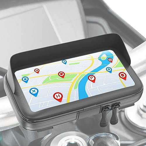 Turnaroundtech Porta cellulare moto bici impermeabile custodia con visiera antiriflesso valida per smartphone fino a 7,5 fissaggio infrangibile compatibile con tutti i tipi di manubri