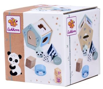 Eichhorn 100003819 - Steckbox Panda mit 6 verschiedenen Steckbausteinen, fördert Motorik und Formgefühl, aus 100% FSC zertifiziertem Buchenholz, ab 1 Jahr