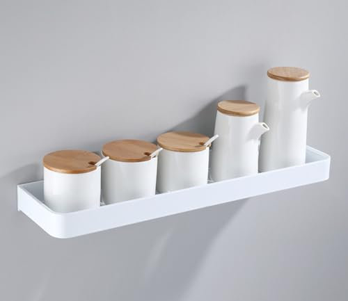 AJINGELA An der Wand montiert Schwimmend Metall Lagerregal,Weiß Badezimmer Regale Platzeinsparung Rostfest Extra stark Schwimmend Lagerregal(50CM)