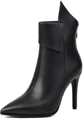 XHLZAAUE Bottines à Bout Pointu avec Fermeture éclair pour Femmes Talon Aiguille Bottines Automne,Noir,39 EU
