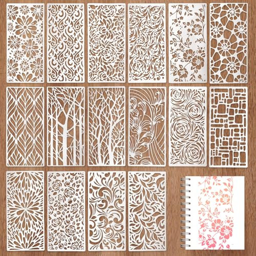 16 Stück Schablonen Set Malerei Zeichenschablonen Kunststoff Schablonen Vorlagen zum Malen Wiederverwendbar Malschablonen Kinder für DIY Boden Wandgestaltung Deko Scrapbooking Geschenkkarten