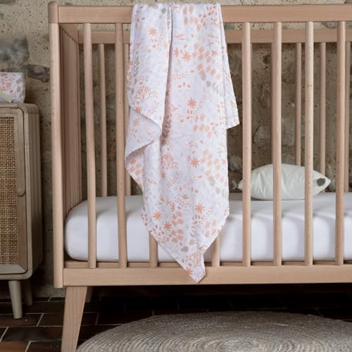 Kadolis – Yukari mjuk ekologisk bomull som lindar blöja – maxiblöja 120 x 120 cm japanskt mönster – mjuk muslin babyfilt – GOTS-certifierad