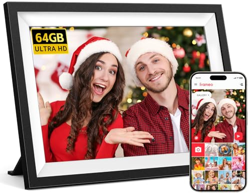 Frameo 10.1 Inch WiFi Digital Photo Frame 1280x800 IPS LCD Touch Screen, Auto-Rotate Portrait and Landscape, Digital Picture Frame Built in 64GB Memory, with 2 Wireless Controllers Retro Game Console