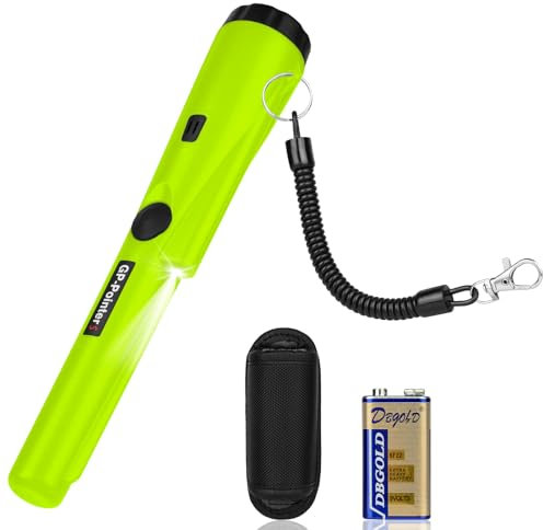 Flintronic Metal Detector Pinpointer, 360° Portable Metal Detector Finder Pinpointer, Waterproof Handheld Pin Pointer with LED and Holster, Metal Detecting Tool for Locating Gold, Coin, Silver (Green)