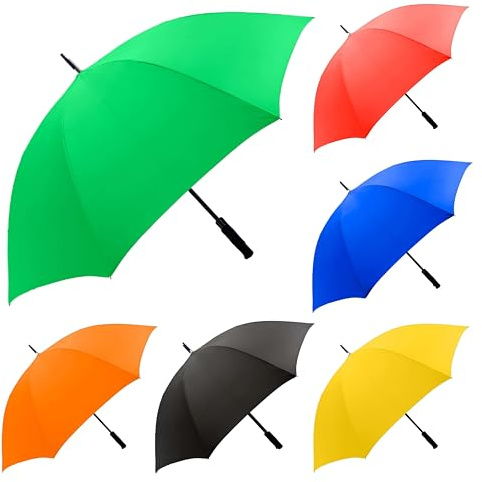 ADEPTNA Large 49” Double Ribbed Golf Umbrella Windproof and Waterproof for Men Women Classic Wooden Handle Lightweight Rain wind Sun Protection Strong Brolly (RED)