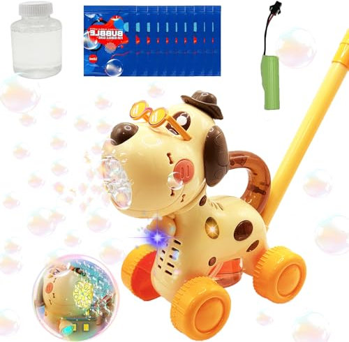 Maquina de Pompas de Jabon, Maquina Burbujas Niños, Maquina Pompas Jabon, Máquina de Burbujas Recargable para Perros con 10 Bolsas de Agua para Burbujas