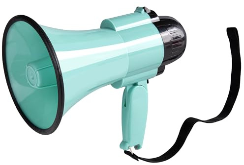 MyMealivos Megáfono de 30 W con sirena y cubierta de control de volumen ajustable para grabación de 240 segundos, alcance de hasta 300 pies, apto para juegos deportivos, entrenadores, organizadores de