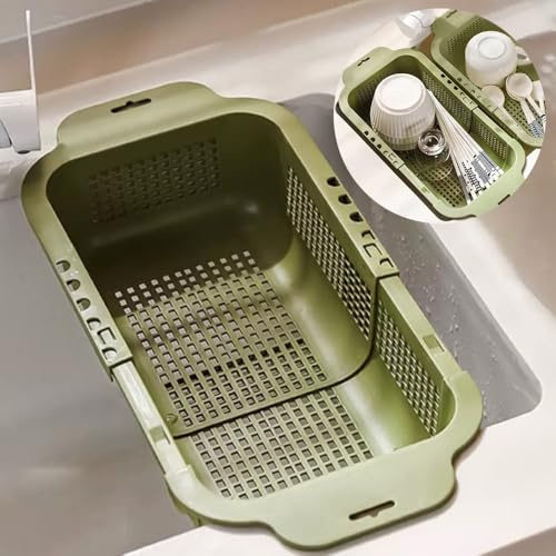 Scolapiatti per bancone della cucina, cestello scolapiatti retrattile in scolapiatti per lavello, scolapiatti multiuso per lavello interno, scolapiatti sopra il lavandino per pulire e drenare l'acqua