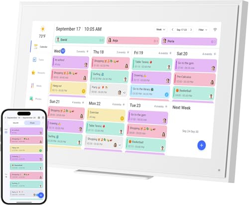 Digital Calendar:15.6-Inch Wall Planner Digital Calendar & Chore Chart,Smart Touchscreen Interactive Display for Family Schedules–Wall Mount Included,Seamless Scheduling/Organizing