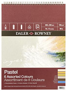 Daler Rowney Álbum Espiral Ideal para Pastel Ingres, de Formato 31 x 41 cm, con 24 Hojas de Papel de 160 g/m2 de Grano Texturado