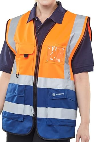 TWO TONE EXECUTIVE WAISTCOAT ORANGE/NAVY XXL