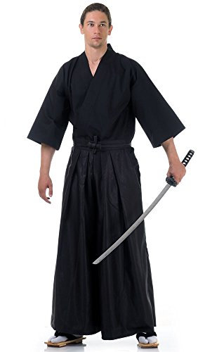 PRINCESS OF ASIA Japan Samurai Iaido Outfit Set Kendo Gi Kimono & Hakama Hose (Schwarz & Schwarz)