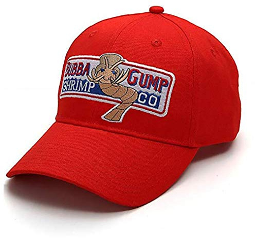 Cappellino 1pc Berretto da Baseball Registrabile Bubba Gump Shrimp Berretto da Baseball Ricamati Snapback Hats Corso Costume per Lo Sport (Red)