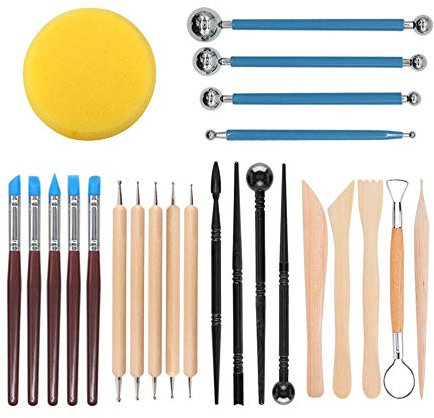 Tweal Herramientas de Escultura, 24 Piezas Cuchillo de Arcilla Barro Set de Herramientas de Modelado de Arcilla para Principiantes, para Escultura Manualidades,Bricolaje