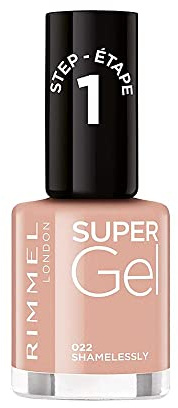 Rimmel Super Gel, 22 Shamelessly, Long-Lasting Nail Polish, Glazed Finish, Easy Application, Gel-like Manicure, Chip Resistant, Clean Formula, 12 ml