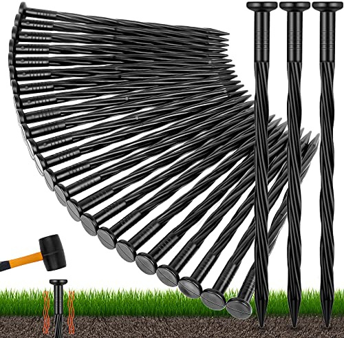 60 Count Plastic Landscape Edging Anchoring Stakes 8-Inch Garden Lawn Yard Landscaping Spikes for Paver Edging, Weed Barrier, Tent, Artificial Turf & More