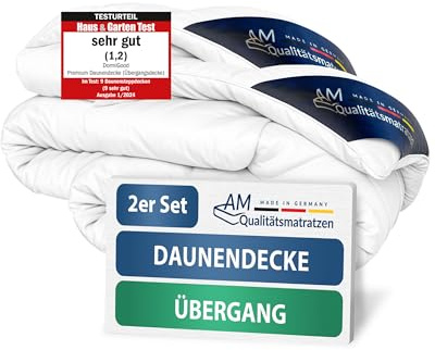 DormiGood Daunendecke 140x220 Ganzjahres 2er Set - Made in Germany - 100% Extraweiche Daunen - Atmungsaktive Ganzjahresdecke 140x220 cm - Oeko-TEX zertifizierte Federbettdecke 140x220