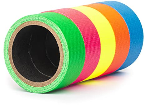GRIP Eventbasics GT PRO Neon Mini 5er Set, Gewebeband 20 mm x 2 m, Hula Hoop Tape neongrün, neonpink, neonblau, neonorange, neongelb