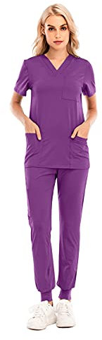T-Shirt für Damen, schick, elegant, T-Shirt, Bluse, Top Set für Damen, Ärmel, Outdoor, Daily Causal, Handschuhe für Mädchen, violett, 46