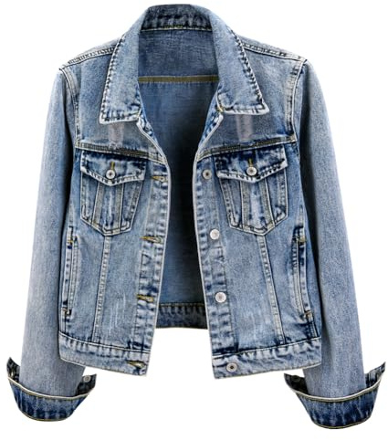 Kedera Denim Jacket for Women Distressed Jean Jackets Button Up Vintage Western Trucker Jacket