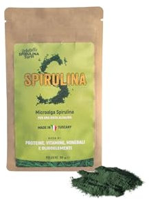 SpirulinaFarm - Spirulina in Polvere Italiana Pura - Superfood Naturale Ricco di Proteine, Ferro e Antiossidanti - Essiccata a Bassa Temperatura - Made in Italy - 90g