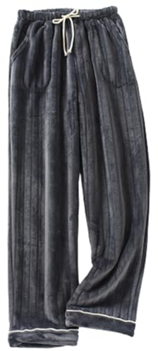 ALaxnn Women's Fuzzy Comfortable Warm Fleece Pajama Lounge Long Pants Sleepwear Home Pants with Pockets Grey