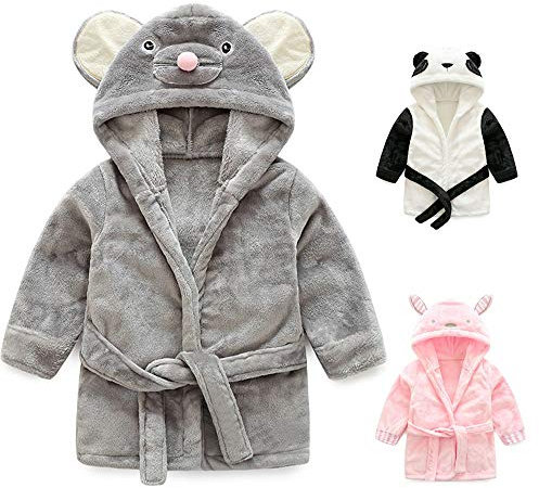 WOXIHUAN Peignoir de Bain Enfants à Capuche en Forme d'animal Châle Imprimé de Dessins Animés Peignoir pour BéBé Robe de Chambre Sortie de Bain Garçons Filles Vêtements de Nuit Chapeau avec Oreilles