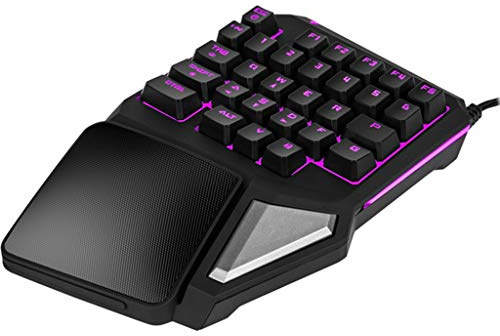 PC One-Handed Keyboard Ergonomic Mechanical Gaming Keypad with Wrist Rest 7 Color Backlit Quick Responsive 29 Keys for Windows7/8/10 MAC OS