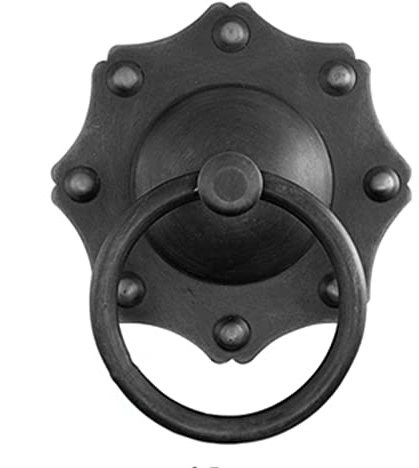 XZSXHE Türklopfer Türklopfer vorn Door Knocker Store Schwarzer antiker Türklopfer, Retro-Haustürgriff aus Holz, rostfreie Garten-Innenhof-Wanddekoration(Size:15Cm Diameter)