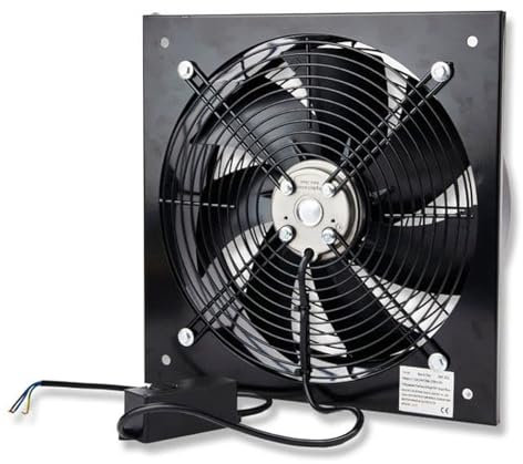 Commercial Extractor Industrial Ventilation Axial Exhaust Blower Flow Air Plate Fan Black Heavy Duty Metal With Speed Control Regulator (14 Inches 350mm With Speed Controller)