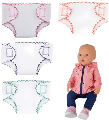 Landrain Puppenwindeln 43 cm, 4pcs Puppen Windel für Babypuppen, 15.5*10cm