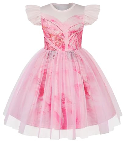 Marendyee Glinda – Costume de princesse Glinda pour enfants, costume de sorcière, costume d'Halloween et de costumade rose, 7 à 8 ans